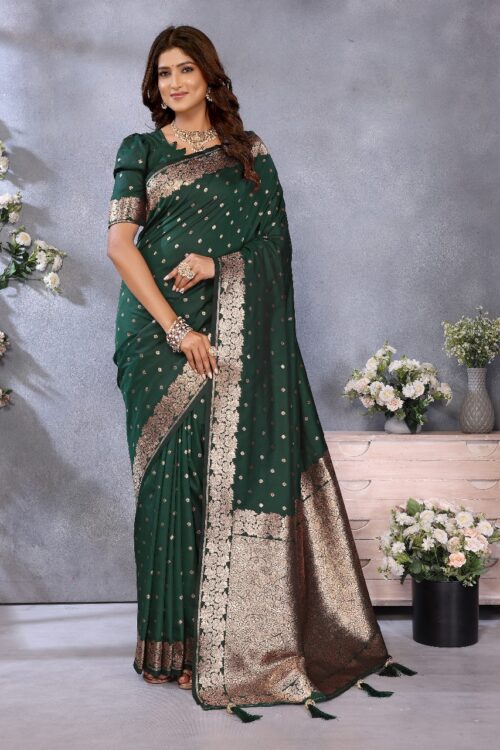 Green traditional banarasi silk
